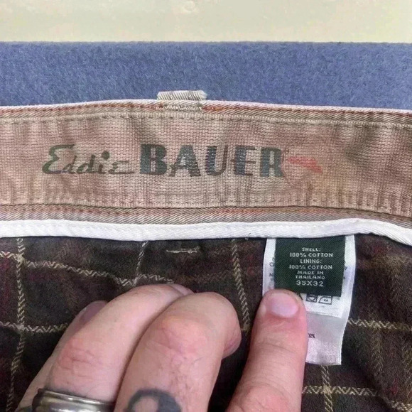 Eddie Bauer Fleece Lined Relaxed Fit Straight Leg Pants Mens 35/32 warm 0848 - Picture 2 of 11